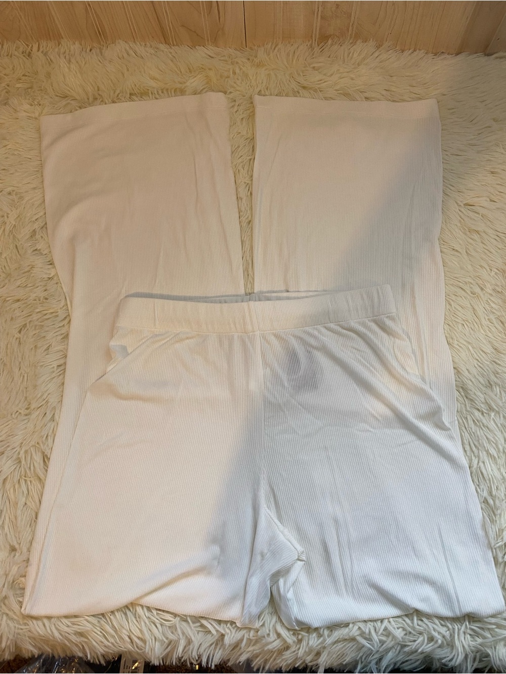 SKIMS NEW White Ribbed Wide-Leg Lounge Pants Only